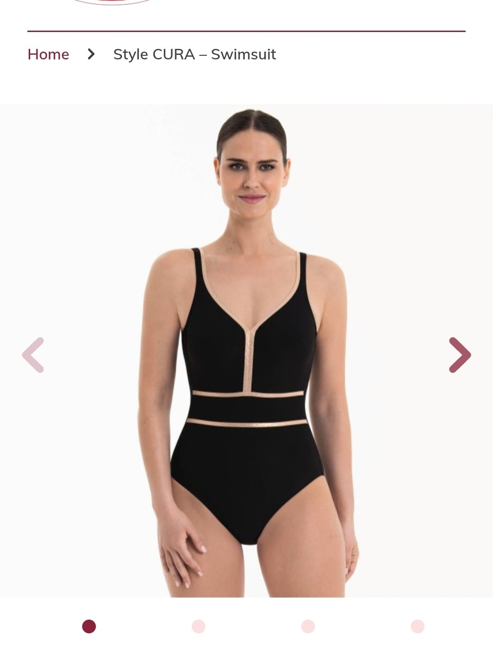 Anita Rosa Faia CURA One Piece Swimsuit Black Gold Trim Size 12 - 38D EU 42